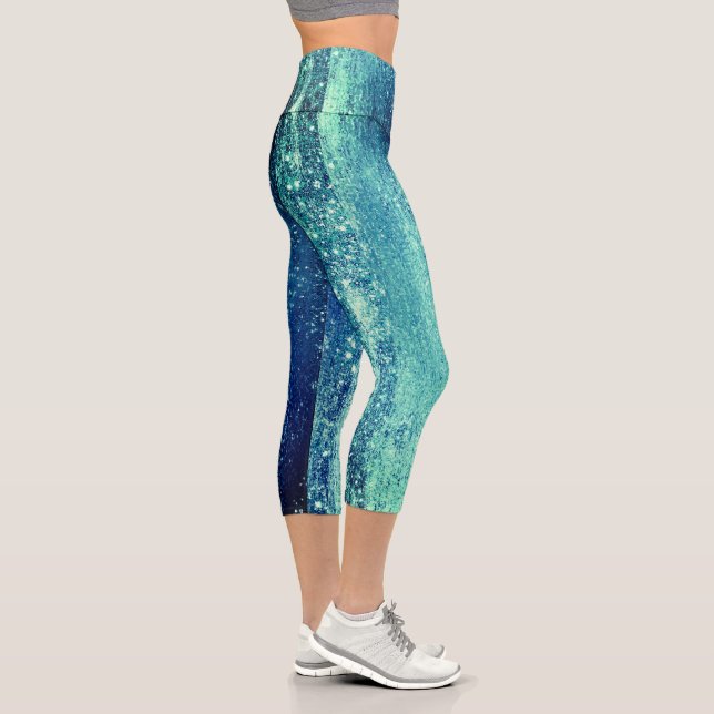 Funkelnd Girly Glam Mermaid Disco Party Capri Leggings (Rechts)