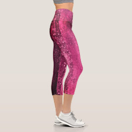Funkelnd Girly Glam Pink Parfait Disco Party Capri Leggings