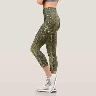 Funkelnd Glam Moss Green Capri Leggings