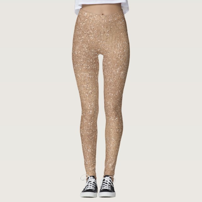 Funkelnd glänzendes Glitzer-Rosen-Gold Leggings (Vorderseite)