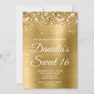 Funkelnd Glitterie Goldfolie Süß 16 Einladung