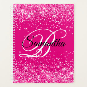 Funkelnd Glitterie Hot Pink Extravagante Monogramm Planer