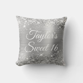 Funkelnd Glitterie Silberfolien Glam Sweet 16 Kissen