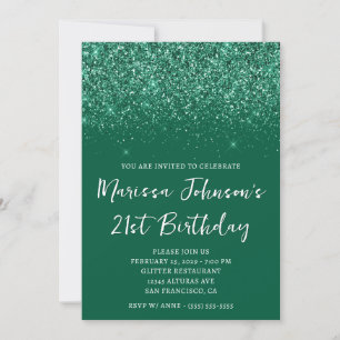 Funkelnd Glittery Hunter Green 21. Geburtstag Einladung