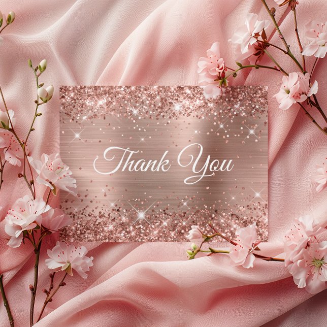 Funkelnd Glittery Rose Gold Foil Vielen Dank Postkarte (Sparkly Glittery Rose Gold Foil Thank You Postcard)