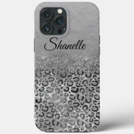Funkelnd Glittery Silver Leopard Personalisiert Case-Mate iPhone Hülle