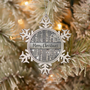 Funkelnd Glittery Silver Streichperlen Snowflader Schneeflocken Zinn-Ornament