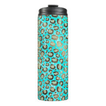 Funkelnd Glittery Türkis Leopard