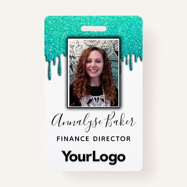 Funkelnd Glitzer Beruflich CNA Nurse Foto Name Ausweis (Vorderseite)