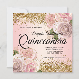 Funkelnd Glitzer Blush Pink Blumenzwiebeln Einladung