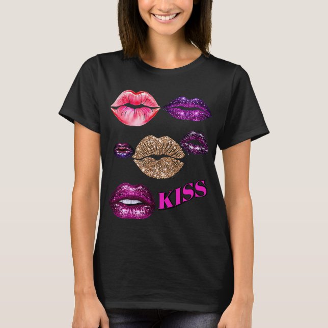 Funkelnd Glitzer Lido Kiss T-Shirt (Vorderseite)