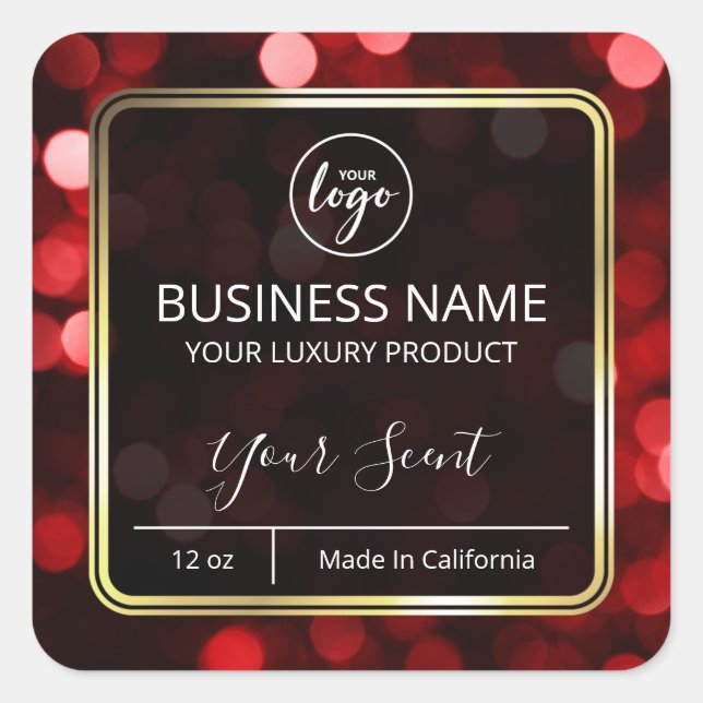 Funkelnd Glitzer-Rot- und Schwarz-Body-Butter-Etik Quadratischer Aufkleber (Vorderseite)