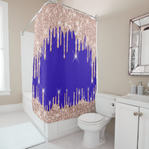 Funkelnd Glitzer Tropfen Rosa Rosa Blush Royal Blu Duschvorhang