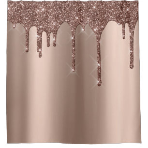Funkelnd Glitzer-Tropfen-Rosen-Golddünnes Girly Duschvorhang