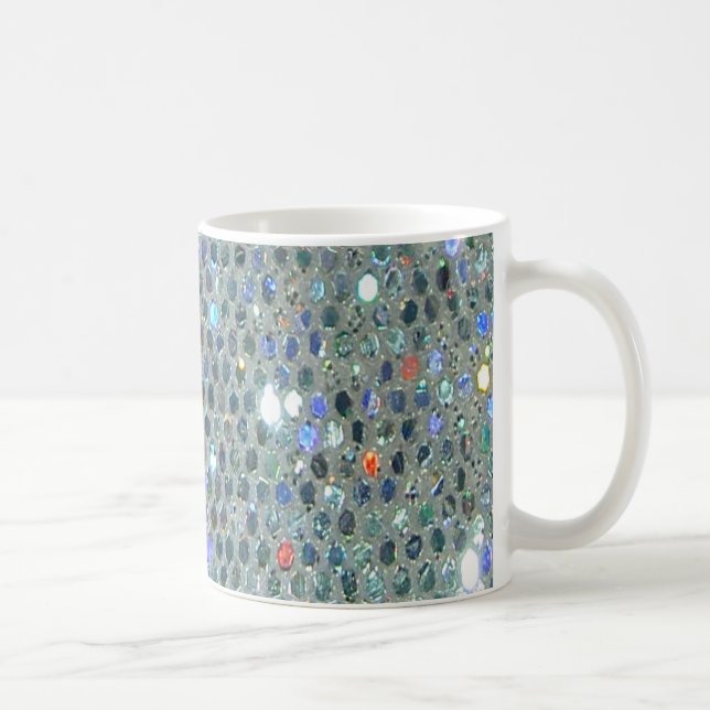 Funkelnd Glitzy Silver Glitzer Bling Kaffeetasse (Rechts)