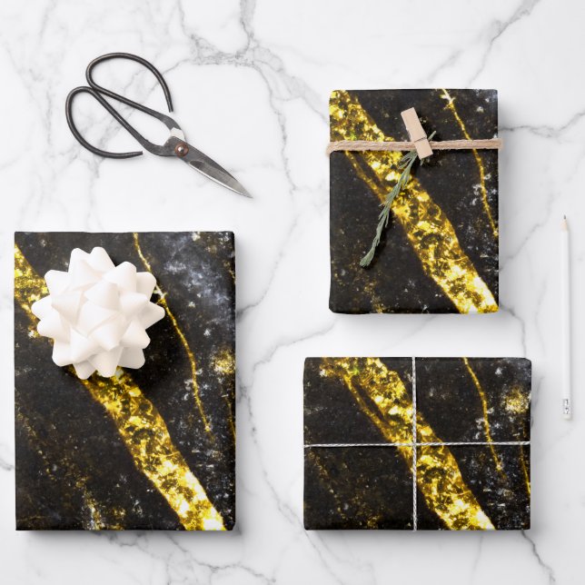 Funkelnd Gold abstrakt Geschenkpapier Set (Vorderseite)