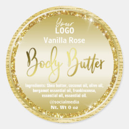Funkelnd Gold Glitzer Body Butter Labels Runder Aufkleber
