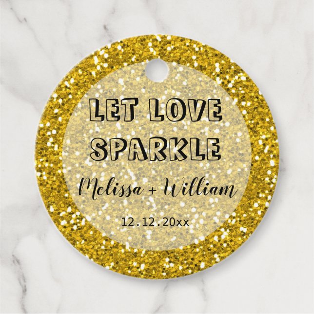 Funkelnd Gold Glitzer Lassend Liebe Sparkle Geschenkanhänger (Vorderseite)