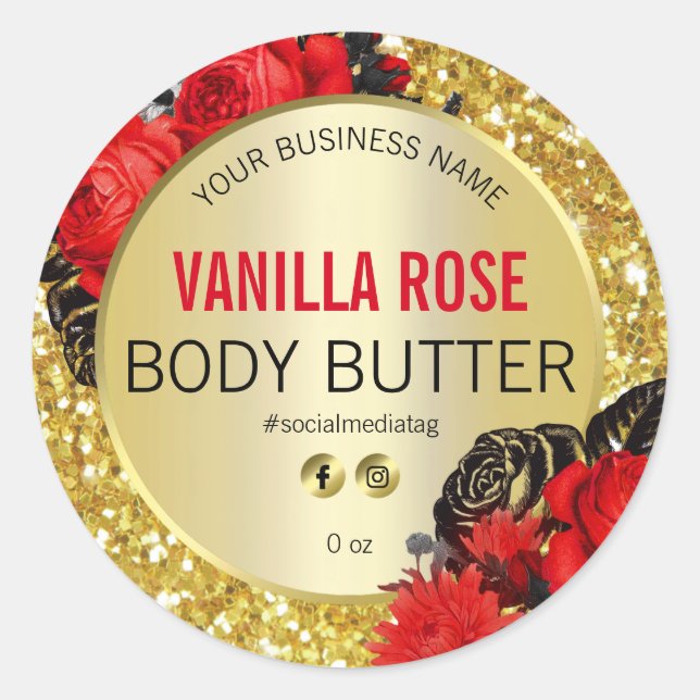 Funkelnd Gold-Glitzer-Produktkennzeichnungen Runder Aufkleber (Vorderseite)