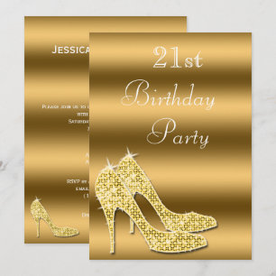 Funkelnd Gold Stiletto Shoes Einladung