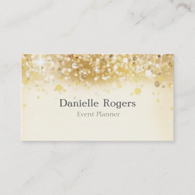 Funkelnd Golden Lights Glam Elegante Business Card Visitenkarte (Vorderseite)