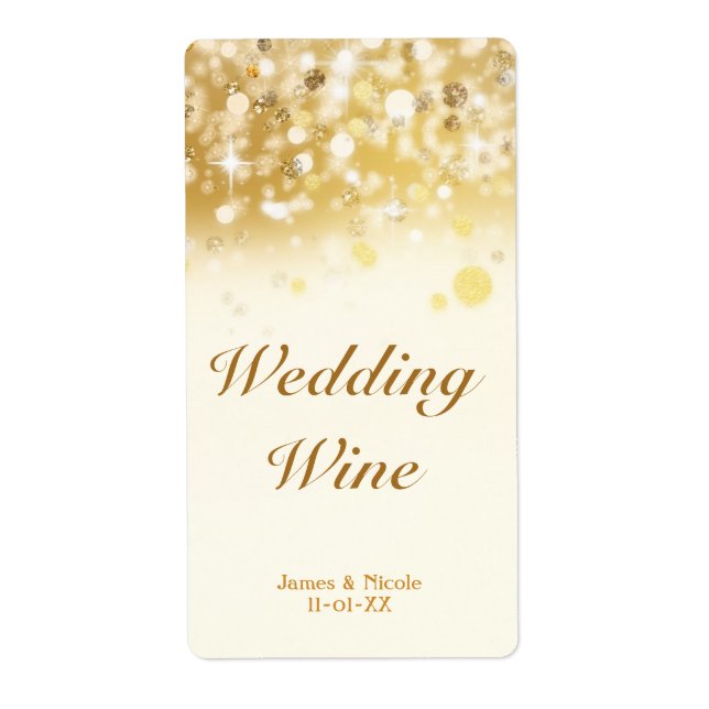 Funkelnd Goldenes Licht Hochzeitstag Weinkarte (Vorne)