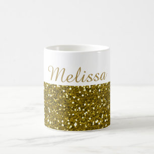 Funkelnd GoldGlitzer-individueller Name Tasse