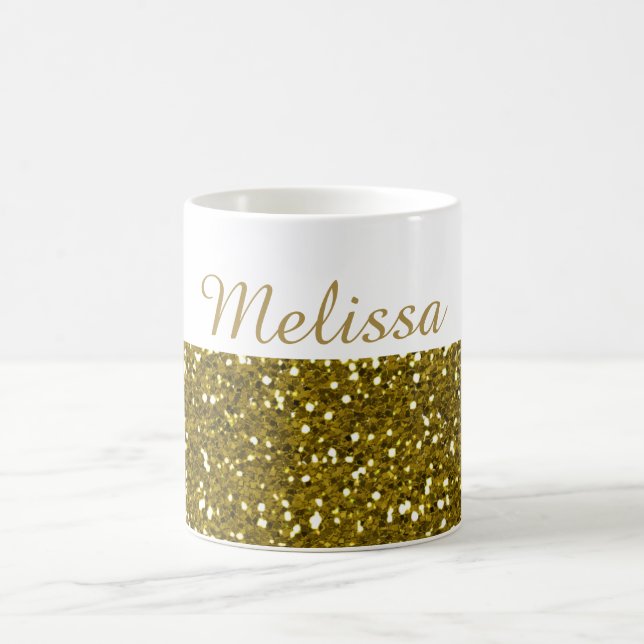 Funkelnd GoldGlitzer-individueller Name Tasse (Mittel)