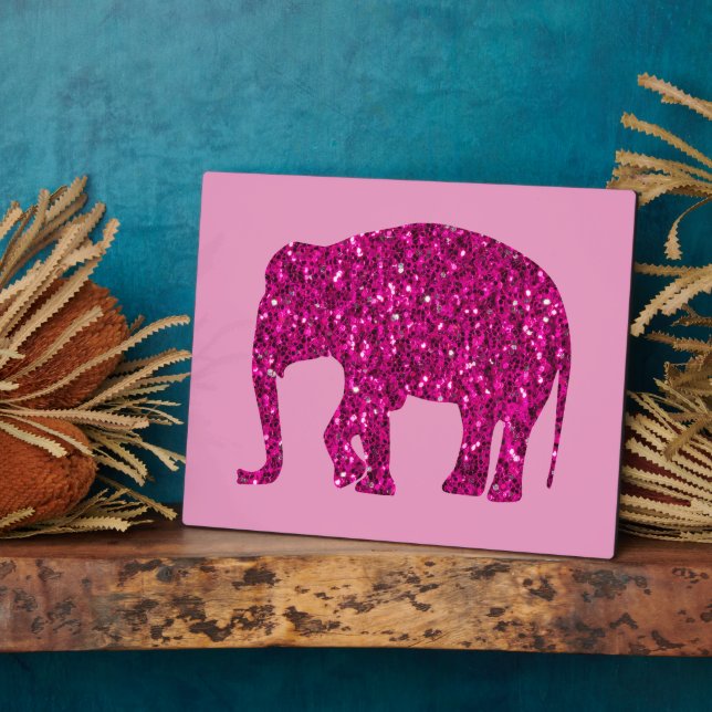 Funkelnd, heiß rosa Elefant Imitate Glitzern auf r Fotoplatte (Seite)