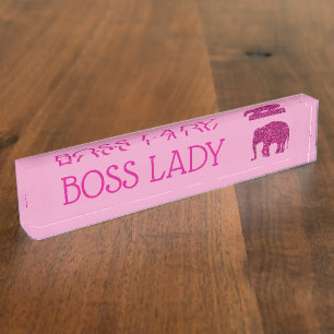 Funkelnd, heiß rosa Elephant Imitate funkeln Boss Namensplakette