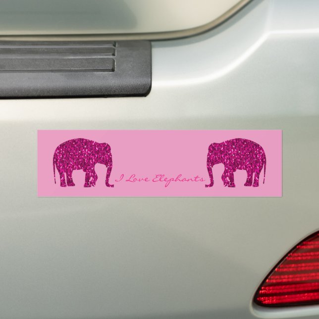 Funkelnd, heiß rosa Elephant-Imitate Glitzern Ihr  Autoaufkleber (Auf Auto)