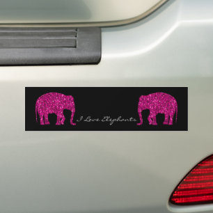 Funkelnd, heiß rosa Elephant-Imitate Glitzern Ihr  Autoaufkleber