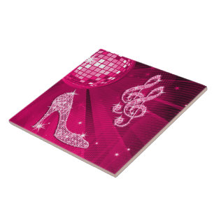 Funkelnd heißes Rosa-Musiknote u. Stilett-Ferse Fliese