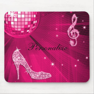 Funkelnd heißes Rosa-Musiknote u. Stilett-Ferse Mousepad