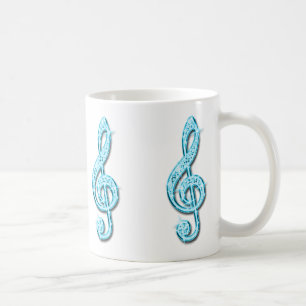 Funkelnd hellblaue Musiknote Kaffeetasse