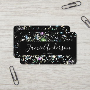Funkelnd holografischer Glitzer Beauty Black Elega Visitenkarte