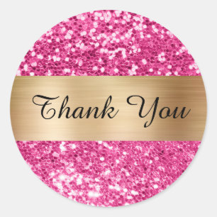Funkelnd Hot-Pink-Glitzer Goldschimmer Strip-Folie Runder Aufkleber