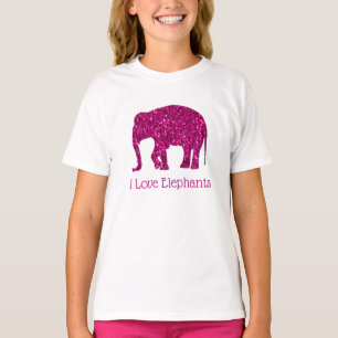 Funkelnd Hot Pink I Liebe Elefantentext anpassen T-Shirt