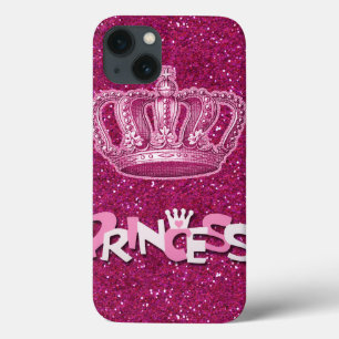 Funkelnd Hot Pink Princess Glitzer & Vintag Crown Case-Mate iPhone Hülle