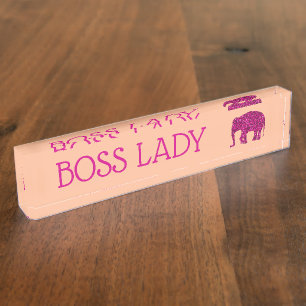 Funkelnd Hot-Rosa Elephant funkeln Boss Lady Peach Namensplakette