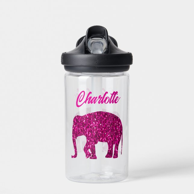 Funkelnd Hot-Rosa Elephant-Imitate funkeln Ihren N Trinkflasche (Vorne)