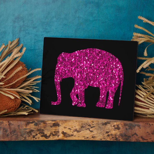 Funkelnd Hot-Rosa Elephant Imitate Glitzern auf sc Fotoplatte (Seite)