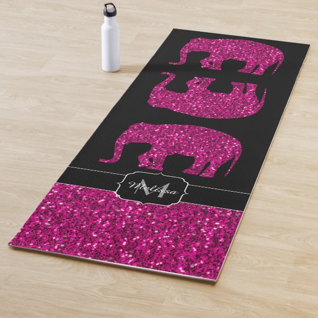 Funkelnd Hot-Rosa Elephant-Imitate Glitzern Monogr Yogamatte (Beispiel)