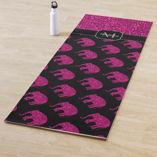 Funkelnd Hot-Rosa Elephant-Imitate Glitzern Monogr Yogamatte (Beispiel)
