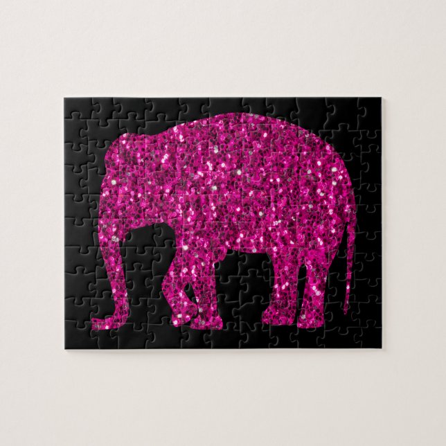 Funkelnd Hot-Rosa Elephant Imitate Glitzern Puzzle (Horizontal)