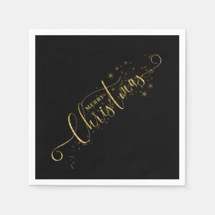 Funkelnd Imitate Gold Flake Frohe Weihnachten auf Serviette