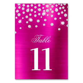 Funkelnd Imitate Silver Diamonds Hot Pink Satin Fo Tischnummer