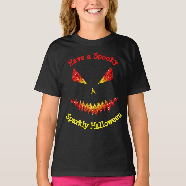 Funkelnd Jack O'Lantern Gesicht Halloween Personal T-Shirt (Vorderseite)