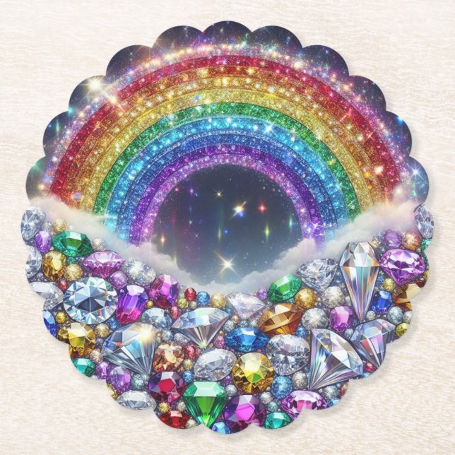 funkelnd, juwelenförmiger Regenbogen Untersetzer (Vorderseite)