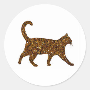Funkelnd Katze Runder Aufkleber